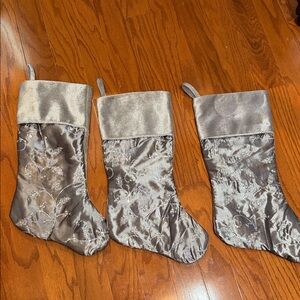 Silver and gray Christmas Stockings Set of 3